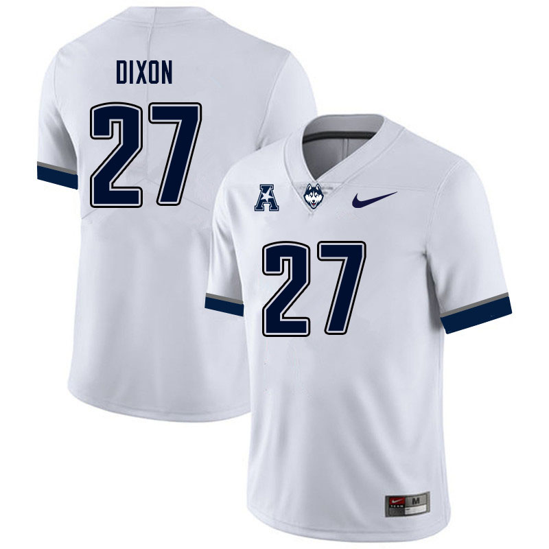 Men #27 Thaddeus Dixon Uconn Huskies College Football Jerseys Sale-White - Click Image to Close